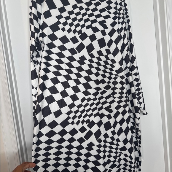 Checkerboard Long Sleeve Lightweight Mock Neck Maxi Dress, Sz 3XL - Picture 2 of 6